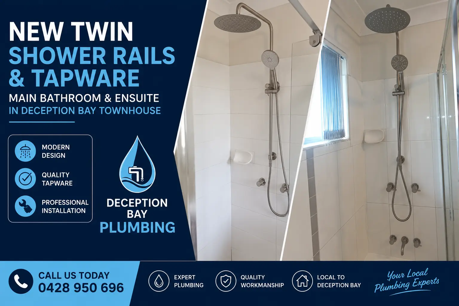 Twin Shower Rail & Tapware Upgrade Deception Bay | Plumber